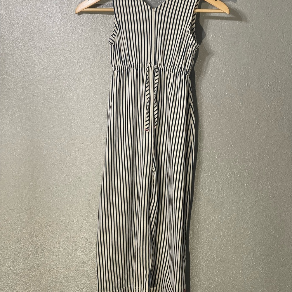 Pink Chicken Black/White Striped Sleeveless Jumpsuit - Size 6Y